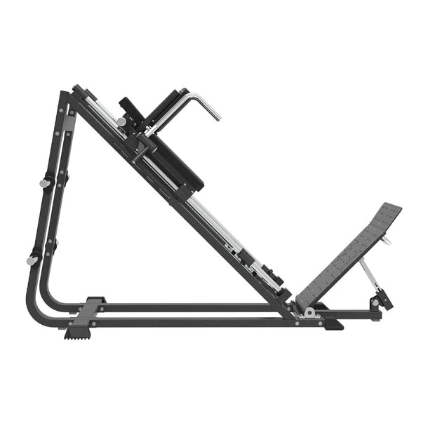 SMAI Commercial Plate Loaded Incline Squat - CMX-19 machine featuring a padded backrest and an adjustable foot plate.
