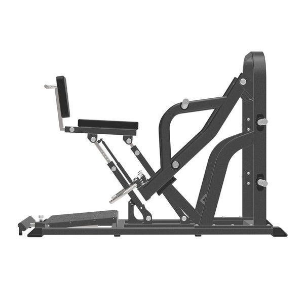 Side view of an SMAI Commercial Plate Loaded Seated Bent Row - CMX-32 featuring an adjustable seat, chest pad, and footplate.