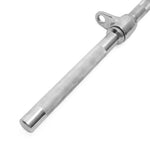 A close-up of the SMAI Chrome Straight Bar Handle Attachment for Cable Machine, featuring a knurled grip and metal ring, designed for functional trainers, set against a white background.