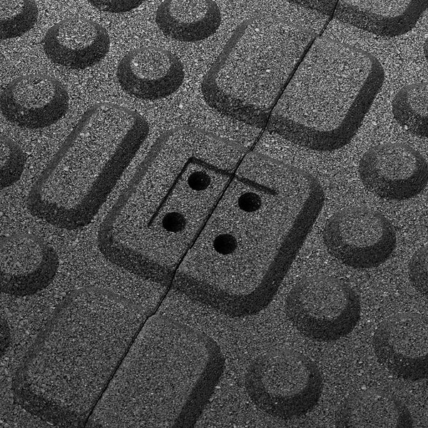 detail of base 500mm square acoustic gym tile single