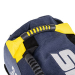 Close-up of the SMAI Sand Bags - Hybrid Range in blue, featuring bold white branding and durable black and yellow handles with textured grips—perfect for strength and endurance training.