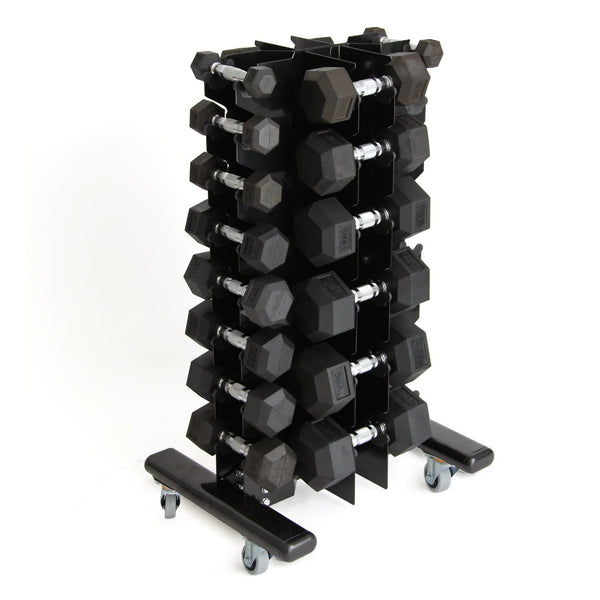 High gauge steel coated in durable, texture powder coat Dumbbell Rack with Wheels (Full)