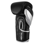 SMAI Silver Series Boxing Glove - Black/Silver, featuring black gloves with silver accents, tri-layer shock protection, and “SILVER SERIES” text on the wrist support strap.