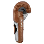 SMAI Silver Series Boxing Glove - Brown/Silver with tri-layer shock protection and “SILVER SERIES” printed on the side.