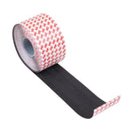 A roll of SMAI Dollamur Flexi-Roll Tatami Seam Tape in black, featuring a tatami texture for extra grip, is partially unrolled to reveal a backing with a red "3M" logo pattern, all displayed against a white background.