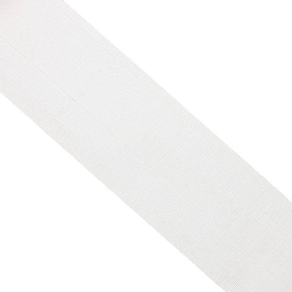 A close-up of SMAI's Dollamur Flexi-Roll Tatami Seam Tape in white, showing its fine horizontal ridges and tatami texture, positioned diagonally against a plain white background.