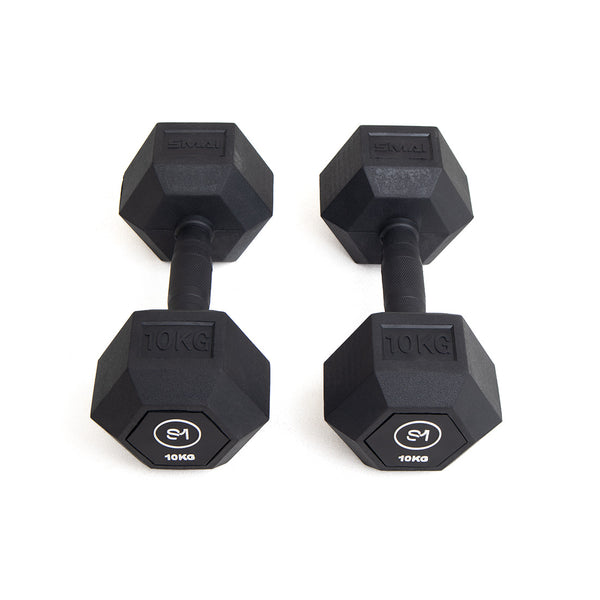 Sweat1000 Rubber Hex Dumbbell 12.5kg (Pair) Front View