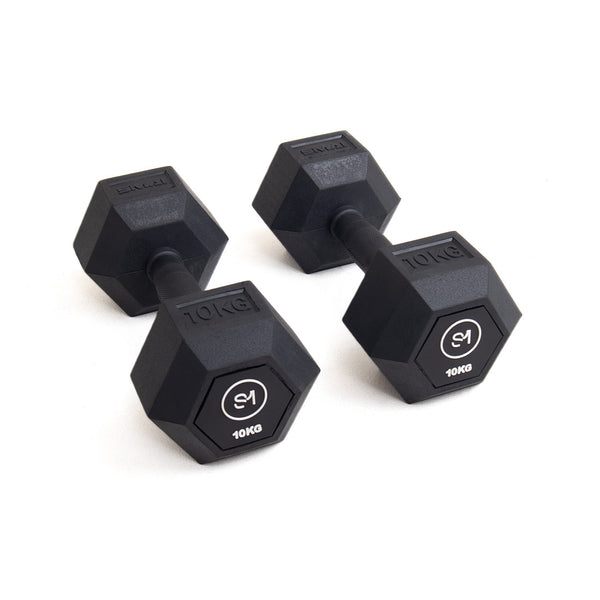 Sweat1000 Rubber Hex Dumbbell 25kg (Pair) Side View