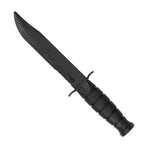 Daggar style training martial arts knife black plastic on white background