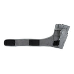 A gray wrist and thumb support brace with black Velcro straps, ideal for recovery after using SMAI Elite85 MMA Gloves - Charcoal, is shown laid flat on a white background.