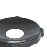 The SMAI Swiss Ball Stand is a black circular plastic cover with a central hole and four screw holes around the edges. It sits slightly angled on a white background, reminiscent of versatile components used in gym equipment storage.