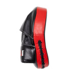 The SMAI Focus Mitt - Syntec in black and red features visible stitching and laces, displayed side view on a white background.