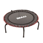 The SMAI Folding Rebounder Mini Trampoline 45" features black legs, red elastic bands, and a black jumping surface with the white SMAI logo in the center—ideal fitness equipment for home workouts.