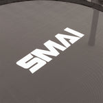Close-up of the SMAI Folding Rebounder Mini Trampoline 45" with "SMAI" in bold white letters centered on the black surface. The textured fitness equipment surface is clearly visible.