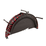 The SMAI Folding Rebounder Mini Trampoline 45" features a collapsible black frame, black mesh, and red cord accents—shown folded for easy transport and storage.