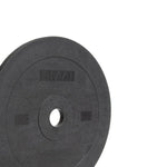 A detailed view of a black SMAI Technique Bumper Plate, made from durable polyurethane, displays "2.5KG" and features a center hole suitable for an Olympic barbell. The surface is smooth and solid, making it perfect for technique bumper plates.