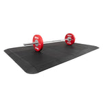 Rubber Acoustic Weightlifting Platform with barbell and weightplates