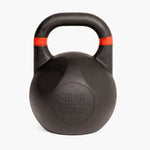 The SMAI Competition Kettlebell - Fusion Series, shown in black with a red stripe near the handle and clearly labeled with “32KG” and “70LB” on the front, features a large ergonomic handle for easy grip and is photographed against a plain white background.