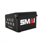 The SMAI Hip Thrust Box with Accessories is a black rectangular box featuring measurement markings, instructional icons, and metal base rings—ideal for hip thrust exercises with resistance bands.