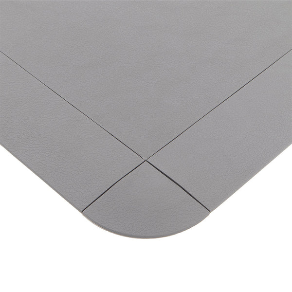 TPE Gym Flooring Tile - 5mm - Grey Close up of corner with edge piece 