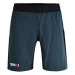 SMAI Hybrid MMA Grappling Shorts in black and grey feature a black elastic waistband, grey side panels, and the white/red SMAI logo on the left leg. The fight shorts are shown against a white background.