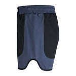 Back view of SMAI MMA Grappling Shorts in Black/Grey, featuring an elastic waistband, stretch gusset for mobility, and a curved cut-out—durable design ideal for training and MMA grappling.