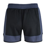 The SMAI MMA Grappling Shorts - Black / Grey feature a durable design with an elastic waistband, black front panel, dark grey sides/bottom, and a stretch fabric gusset for comfort—perfect for workouts or MMA training.