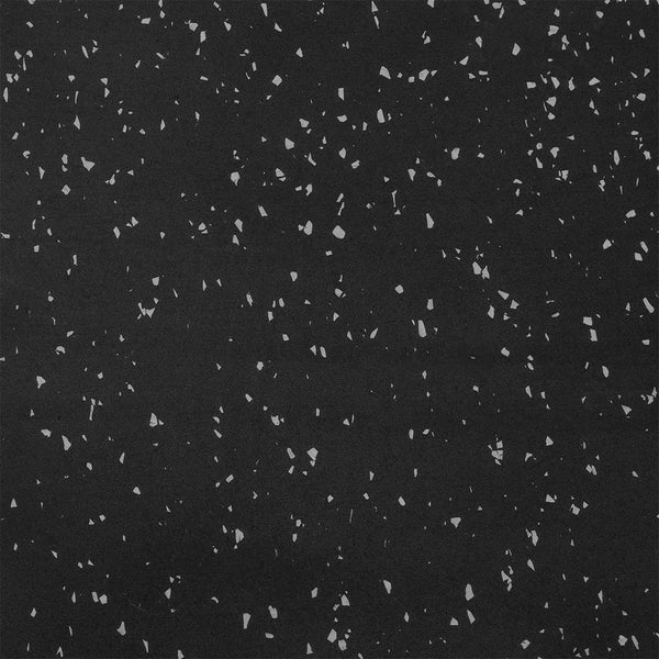 Featuring a dark surface with small, irregular grey flecks distributed throughout, the SMAI Rubber Gym Flooring Tile - 15mm - Grey Fleck combines a modern speckled-stone look with the durability and style ideal for gym environments.