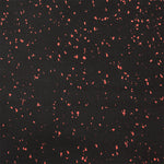The SMAI Rubber Gym Flooring Tile - 15mm - Red Fleck features a black surface with scattered red speckles, creating a distinctive terrazzo-like pattern that resembles non-slip rubber mats for gym flooring.