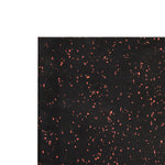 The SMAI Rubber Gym Flooring Tile - 15mm - Red Fleck is a rectangular black tile with red speckles, resembling non-slip gym flooring, shown against a white background.