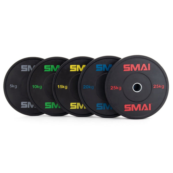 HD Bumper Plates Set - 150kg Mixed Front View