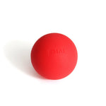 A vibrant red ball from the Trigger Point Pack by SMAI, embossed with the brand’s name, is an ideal massage tool for trigger point therapy. It is showcased on a simple white background, designed to precisely alleviate muscle tension.