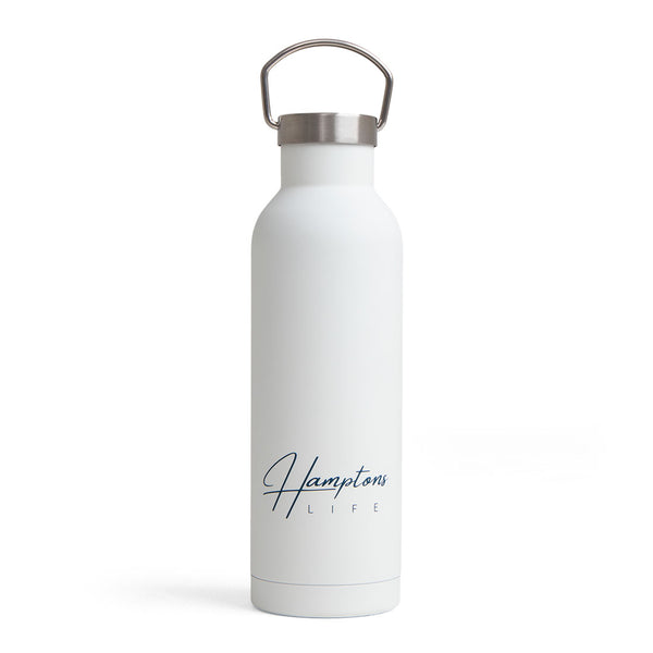 White stainless steel water bottle Hamptons life