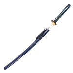 The SMAI Katana - Blue Ivy Dragon features a blue sheath and handle with gold diamond-shaped accents and detailed cord wrapping near the hilt.