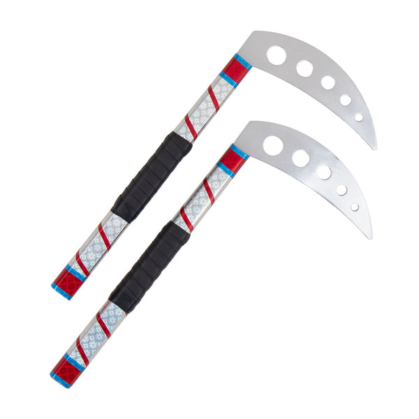 Prism Demo Kama - Red and Silver with Grip Flat Lay