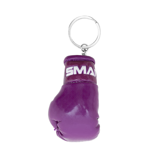 The SMAI Boxing Glove Keyring is a small, purple novelty keychain with "SMASH" in white on the cuff and a silver metal ring—a fun and unique boxing gift.
