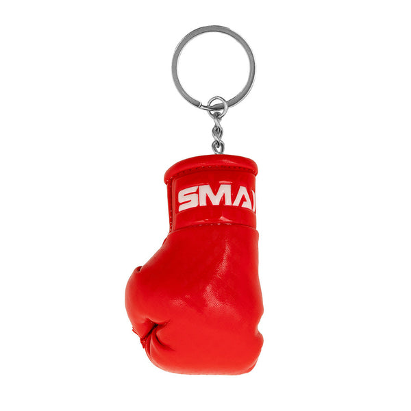 The SMAI Boxing Glove Keyring features a red mini boxing glove with "SMASH" in white on the wrist, attached to a metal keyring—an ideal fun gift or collectible for boxing fans.