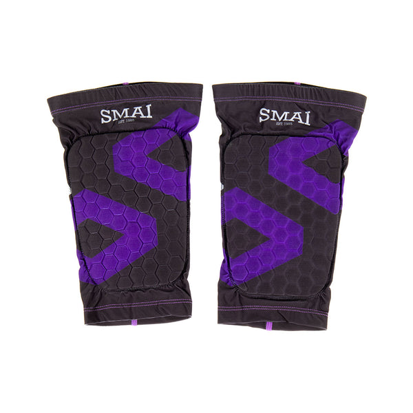 SMAI Knee Guard Womens (Pair) Black and Purple Flat Lay