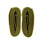 Two rolled-up SMAI Knee Support Wraps - Weightlifting, green in color, side by side on a white background—perfect for powerlifting or squat wrap enthusiasts.