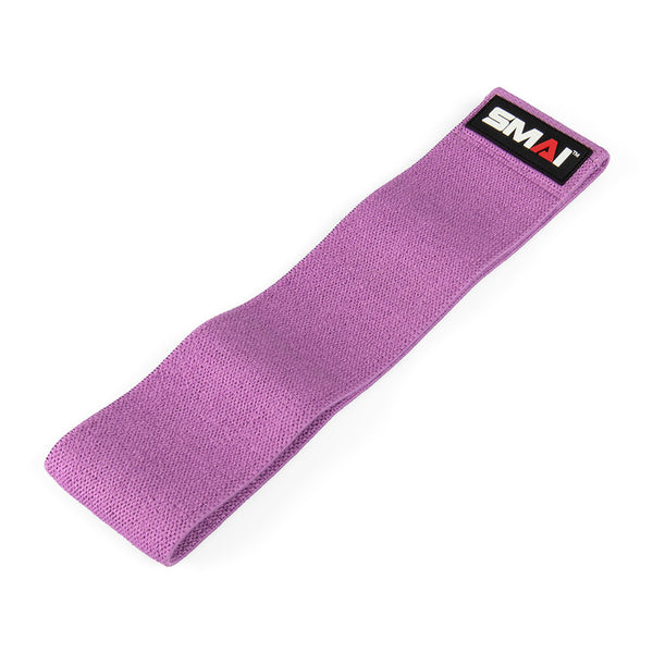 A pink knitted mini resistance band, ideal for glute activation, displays a black label with the "No Sync To Channel Engine" brand in the upper right corner. It is laid flat on a white background, exemplifying the perfect combination of form and function for your workout routine.