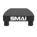 A SMAI Low Row Seat Floor with a rectangular seat, two thick legs, and a logo on the front edge for cable exercises.