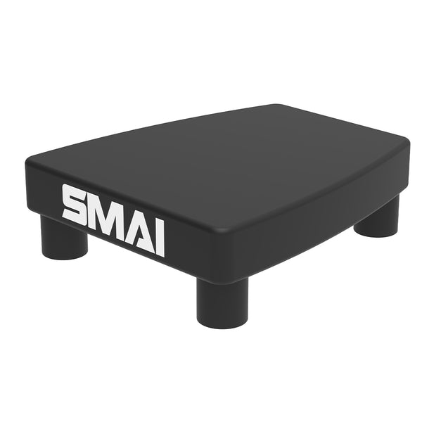 SMAI Low Row Seat Floor, a black rectangular seated row seat with four cylindrical legs.