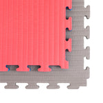 Two interlocking SMAI Jigsaw EVA Mat - Value Range - 3cm mats, one red and one gray, are shown on a white background. Their textured surfaces and puzzle edges make them ideal for martial arts flooring.