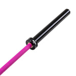 A close-up of the SMAI Barbell - Magenta Ceramic Coat - 20kg, featuring a bright pink shaft and black sleeve, photographed against a white background.