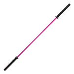 The SMAI Barbell - Magenta Ceramic Coat - 20kg features black sleeves, a rust-resistant ceramic finish, and is designed for weightlifting and strength training. Displayed diagonally on a white background.