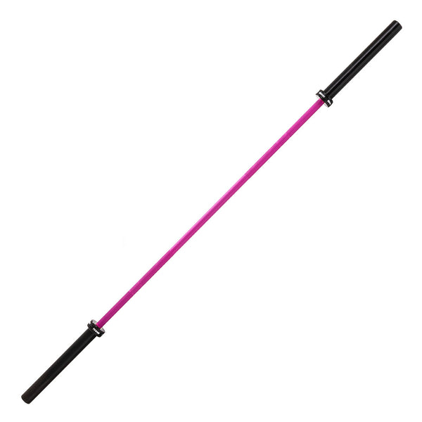 The SMAI Barbell - Magenta Ceramic Coat - 20kg features black sleeves, a rust-resistant ceramic finish, and is designed for weightlifting and strength training. Displayed diagonally on a white background.