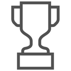 A simple, black outline of a trophy icon with two handles and a square base, set against a transparent background.