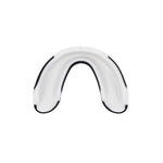 The SMAI 3 Layer Gel Mouth Guard - Senior in white and black is designed for maximum impact protection, displayed from above on a plain white background.