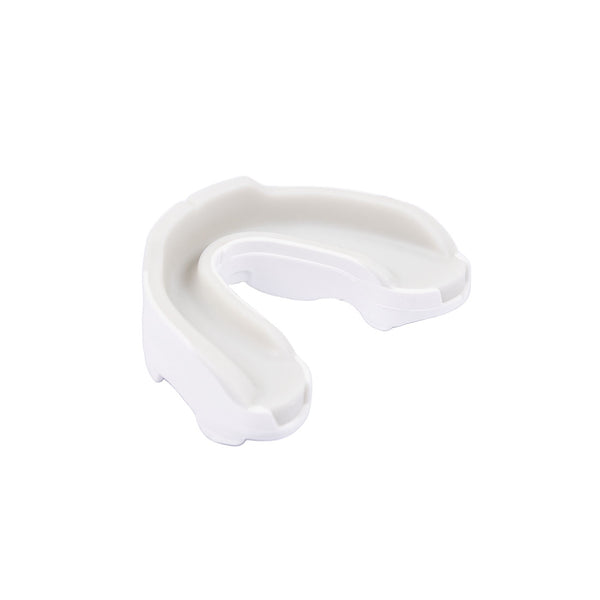 The SMAI 3 Layer Gel Mouth Guard - Senior is a white mouthguard designed for upper teeth impact protection, shown on a plain white background.
