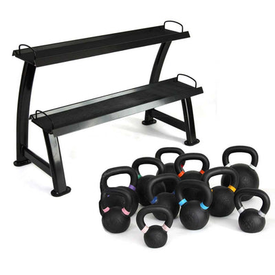 Cast Iron Kettlebell Set 56kg with Storage Rack